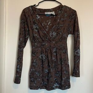 Y2K brown and blue top